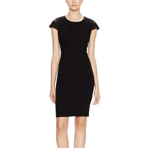 Alice + Olivia Black Sheath Leather Cap Sleeves